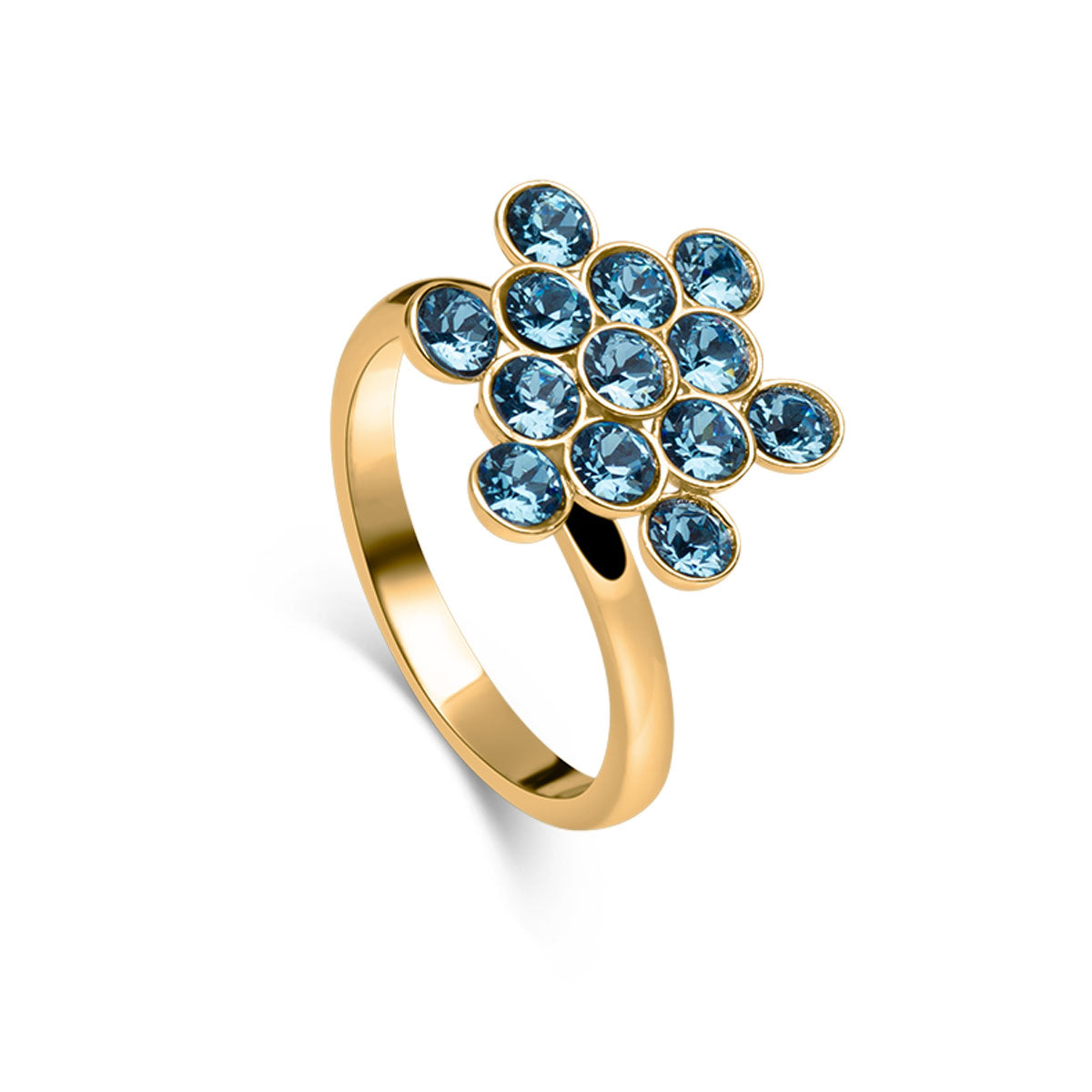 Ring Wildflower 925 Silber Zirkonia blau verstellbar#oberflache_vergoldet