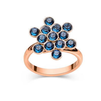 Ring Wildflower 925 Silber Zirkonia blau verstellbar#oberflache_rosevergoldet