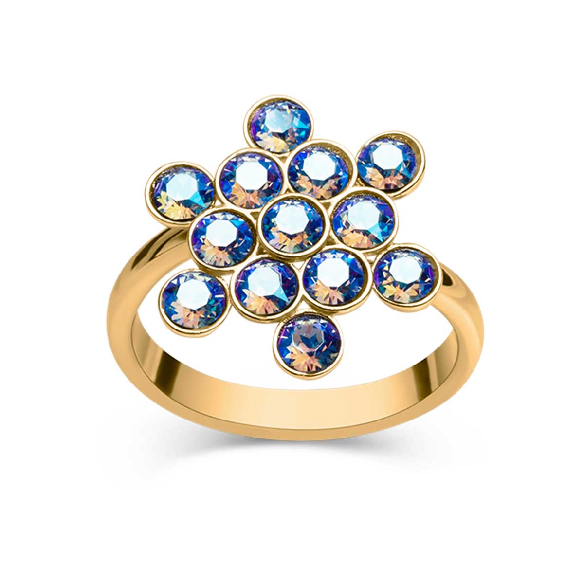 Ring Wildflower 925 Silber saphir blau verstellbar#oberflache_vergoldet