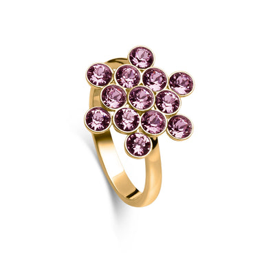 Ring Wildflower 925 Silber amethyst rot verstellbar#oberflache_vergoldet