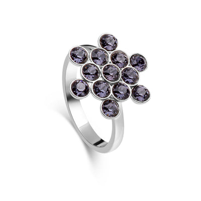 Ring Wildflower 925 Silber schwarz verstellbar#oberflache_silber