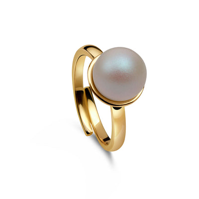 Ring 925 Silber Perle weiß verstellbar#oberflache_vergoldet