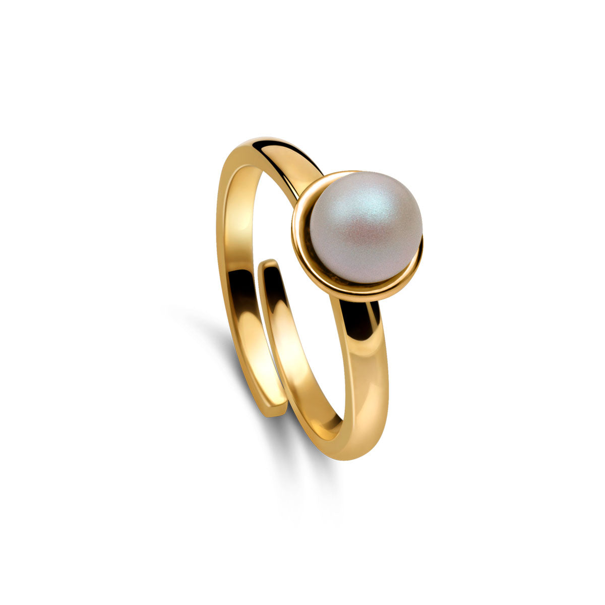 Ring 925 Silber Perle weiß verstellbar#oberflache_vergoldet
