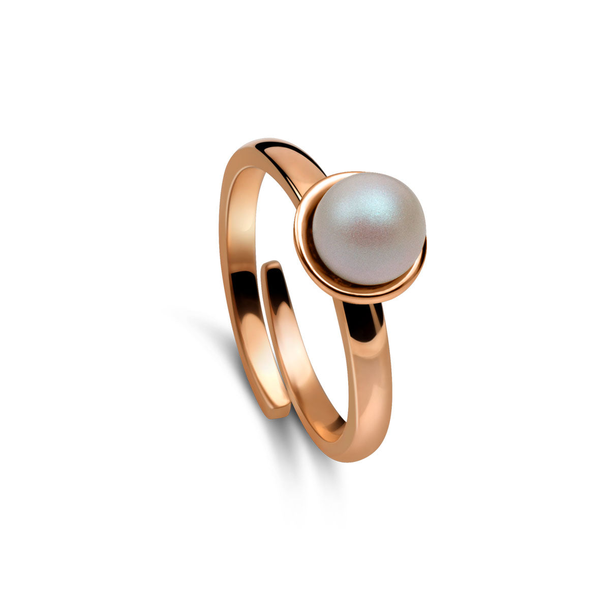 Ring 925 Silber Perle weiß verstellbar#oberflache_rosevergoldet