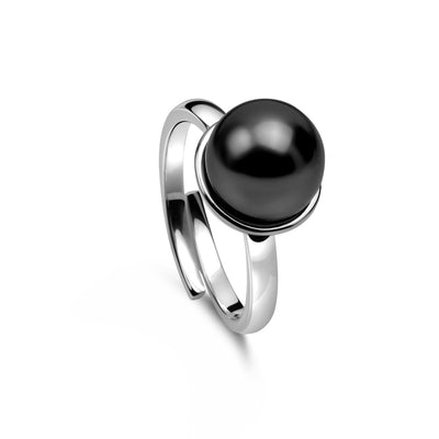 Ring 925 Silber Perle grau verstellbar#oberflache_silber