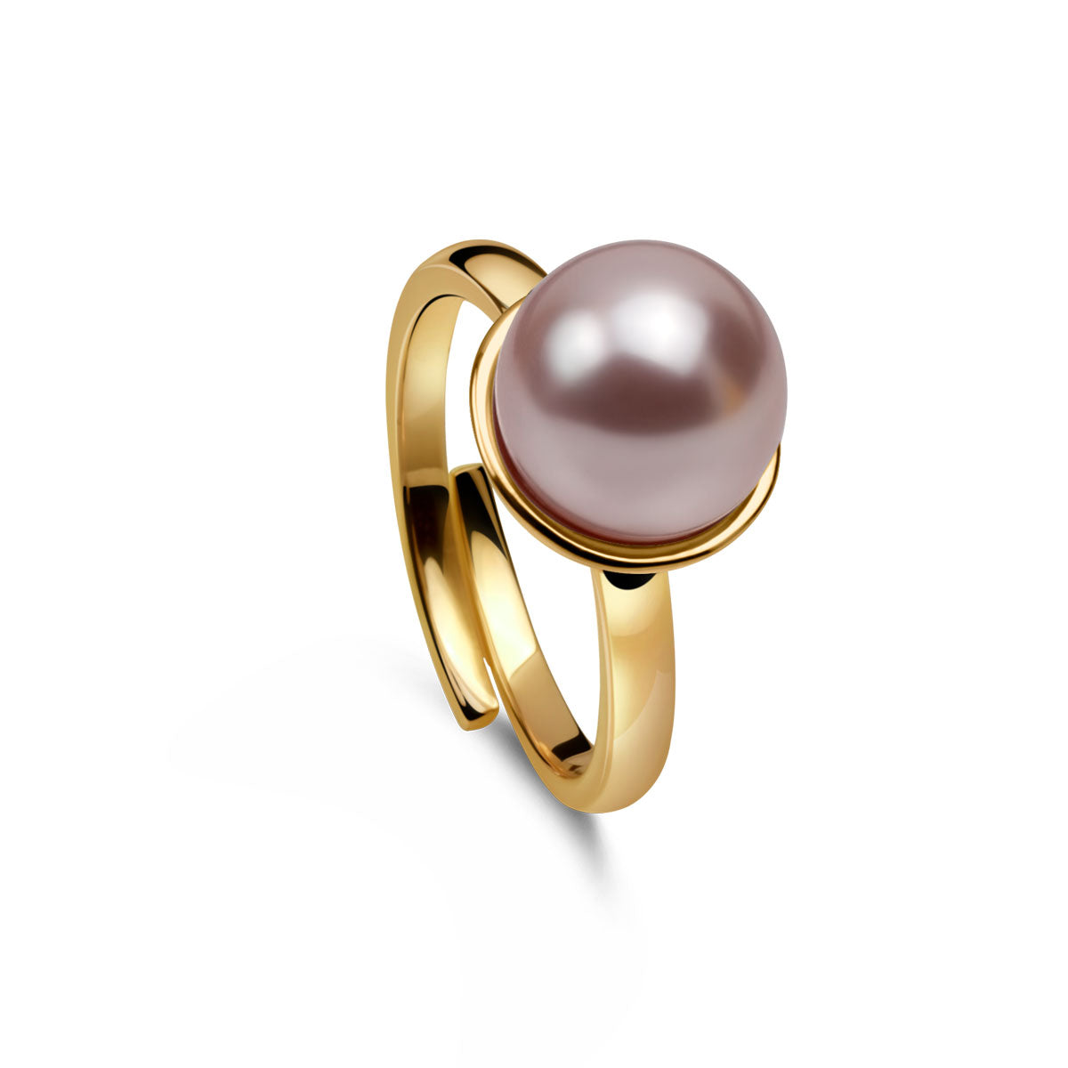 Ring 925 Silber Perle rosa rot verstellbar#oberflache_vergoldet