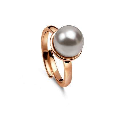 Ring 925 Silber Perle weiß verstellbar#oberflache_rosevergoldet