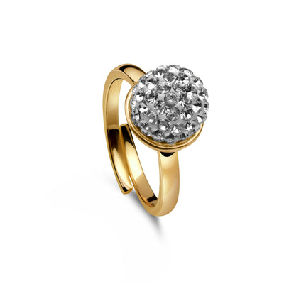 Ring 925 Silber pave Perle weiß verstellbar#oberflache_vergoldet