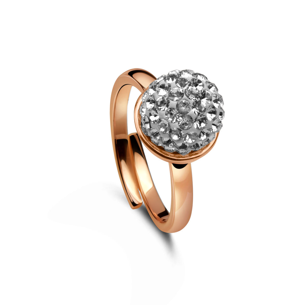Ring 925 Silber pave Perle weiß verstellbar#oberflache_rosevergoldet