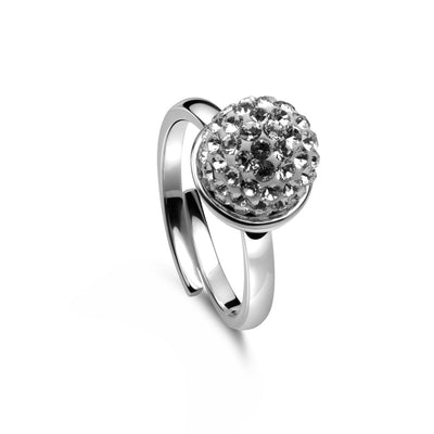 Ring 925 Silber pave Perle weiß verstellbar#oberflache_silber