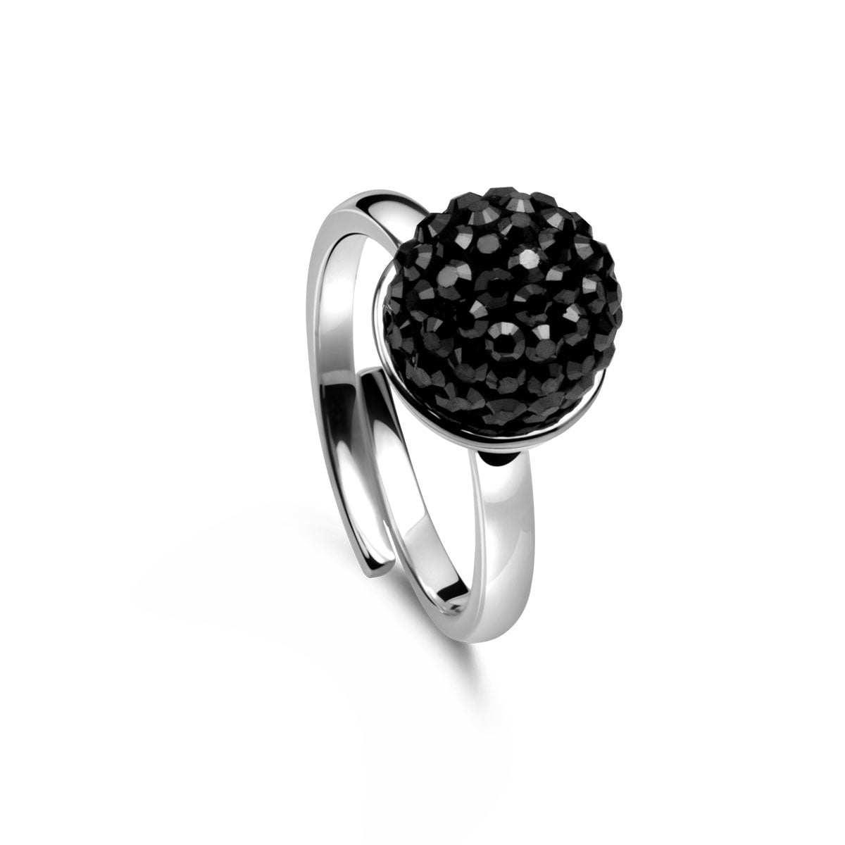 Ring 925 Silber pave Perle schwarz verstellbar#oberflache_silber