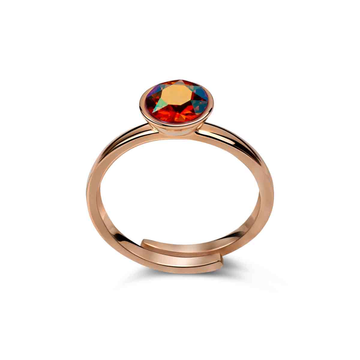 Ring 925 Silber rot orange verstellbar#oberflache_rosevergoldet