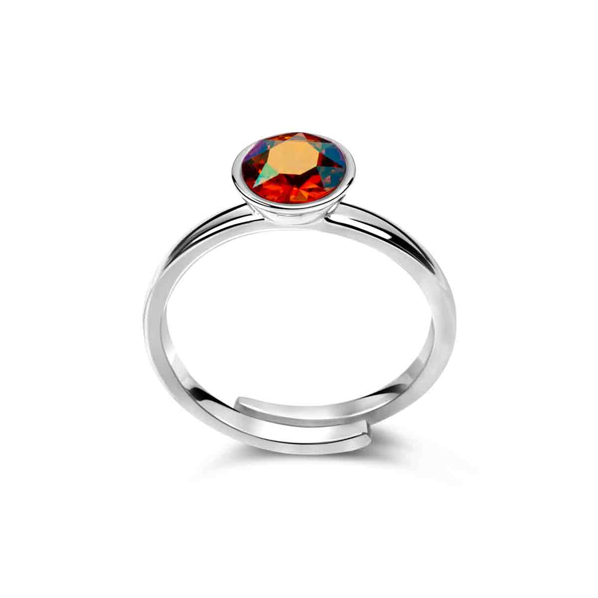 Ring 925 Silber rot orange verstellbar#oberflache_silber