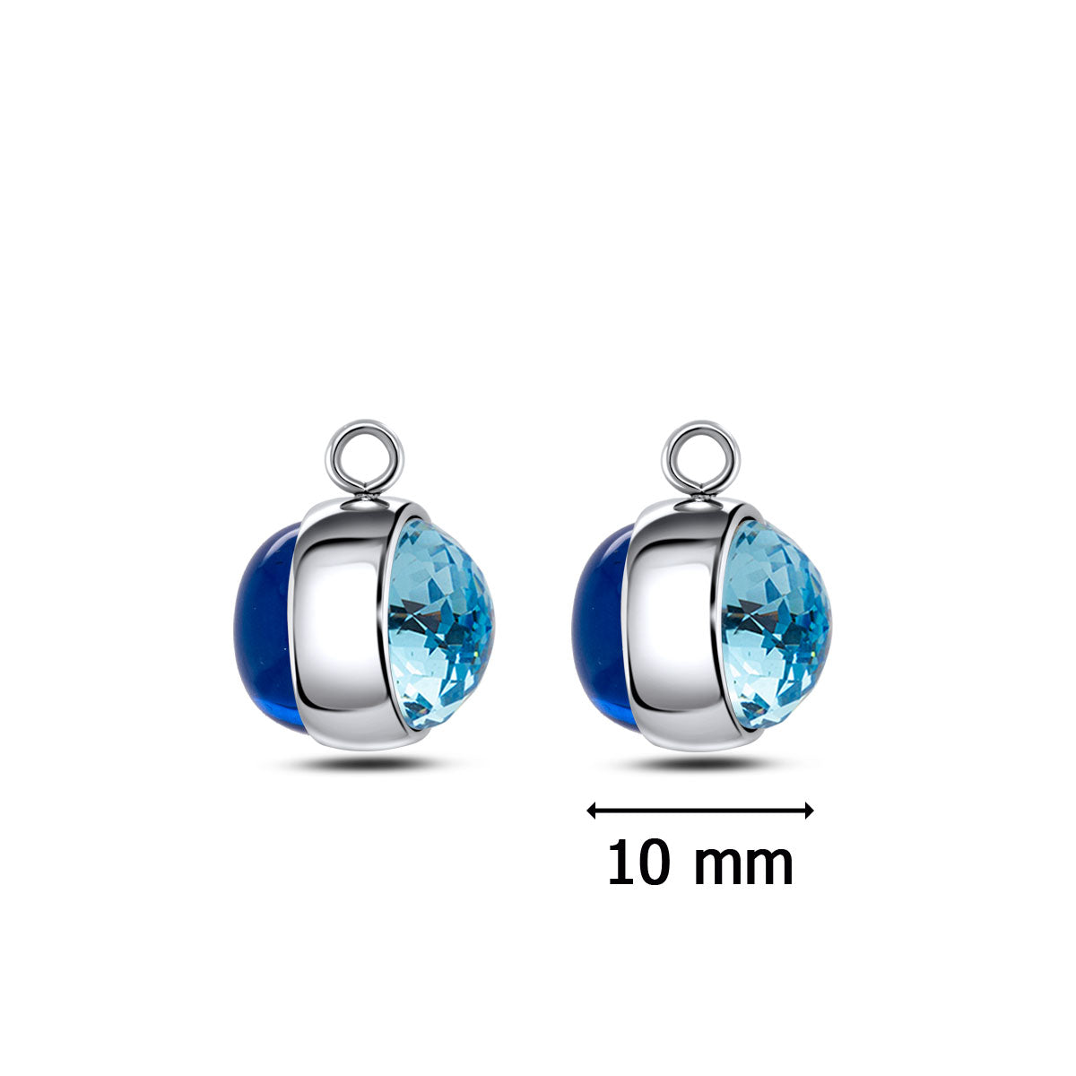drehende Ohrring Anhänger 925 Silber blauer Bernstein Aquamarine Dome Kristall