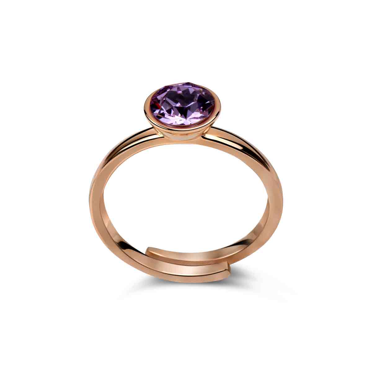Ring 925 Silber violet verstellbar#oberflache_rosevergoldet