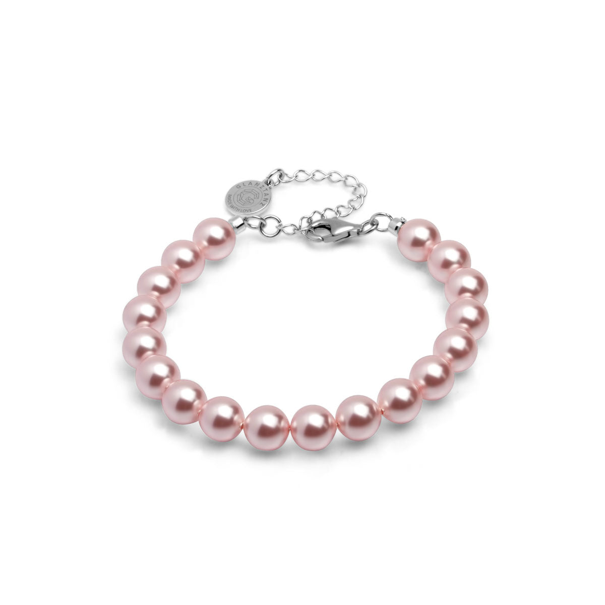 Armband 925 Silber rosa Perlen verstellbar#oberflache_silber