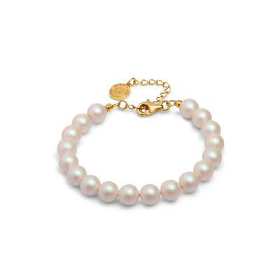 Armband 925 Silber weiße Perlen verstellbar#oberflache_vergoldet