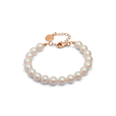 Armband 925 Silber weiße Perlen verstellbar#oberflache_rosevergoldet