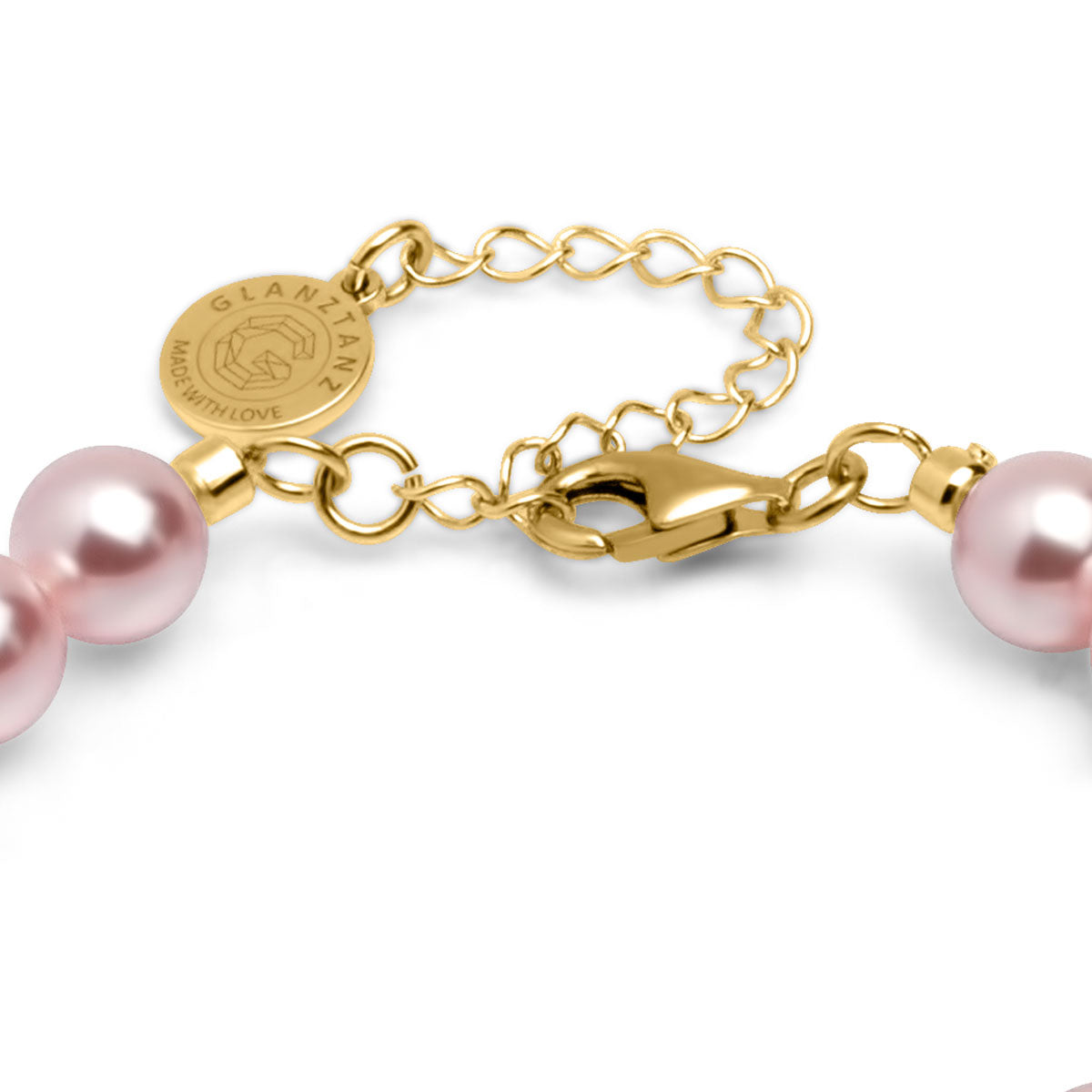Armband 925 Silber rosa Perlen verstellbar#oberflache_vergoldet