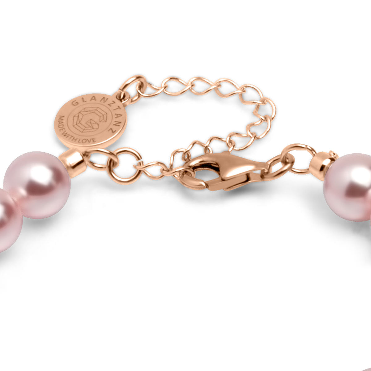 Armband 925 Silber rosa Perlen verstellbar#oberflache_rosevergoldet