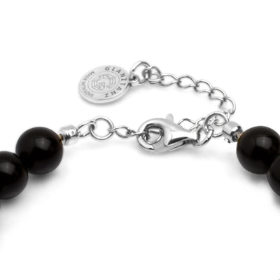 Armband 925 Silber schwarze Perlen verstellbar#oberflache_silber