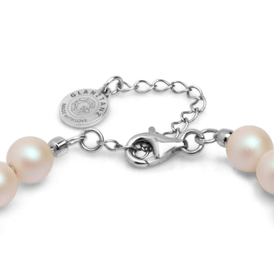 Armband 925 Silber weiße Perlen verstellbar#oberflache_silber