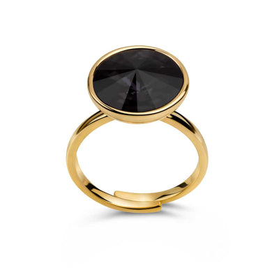 Ring 925 Silber schwarzer Zirkonia verstellbar#oberflache_vergoldet