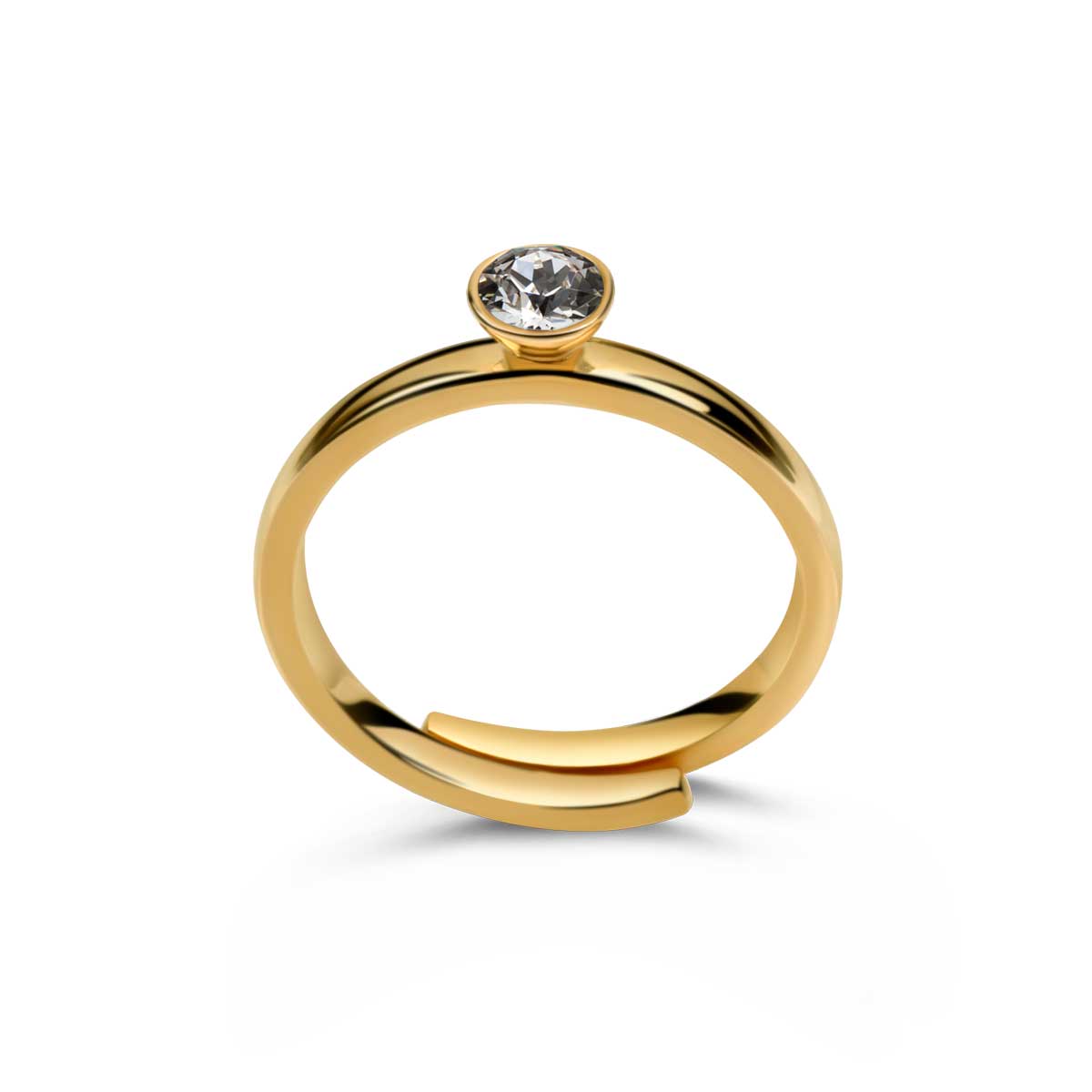 Ring 925 Silber Kristall Zirkonia verstellbar#oberflache_vergoldet