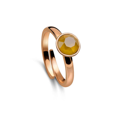 Ring 925 Silber gelb Citrin verstellbar#oberflache_rosevergoldet