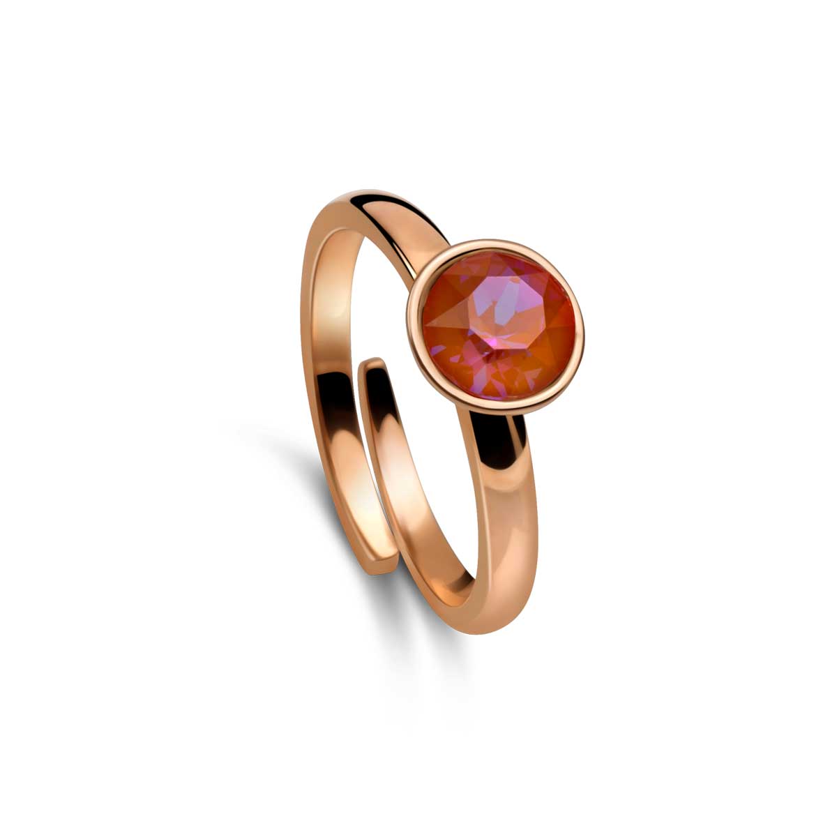 Ring 925 Silber orange rot verstellbar#oberflache_rosevergoldet