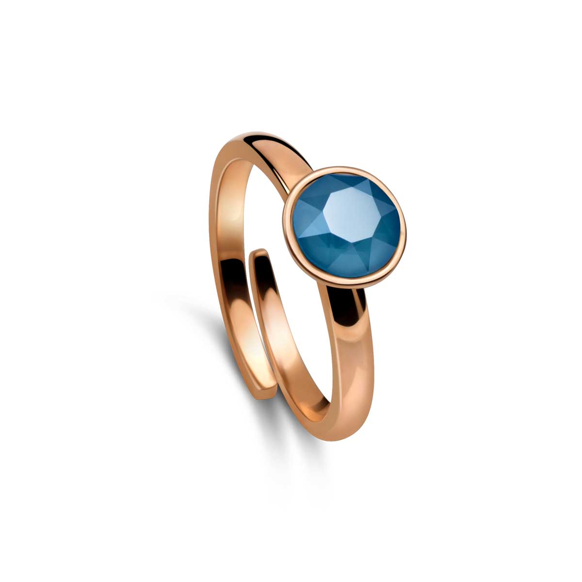 Ring 925 Silber blau verstellbar#oberflache_rosevergoldet