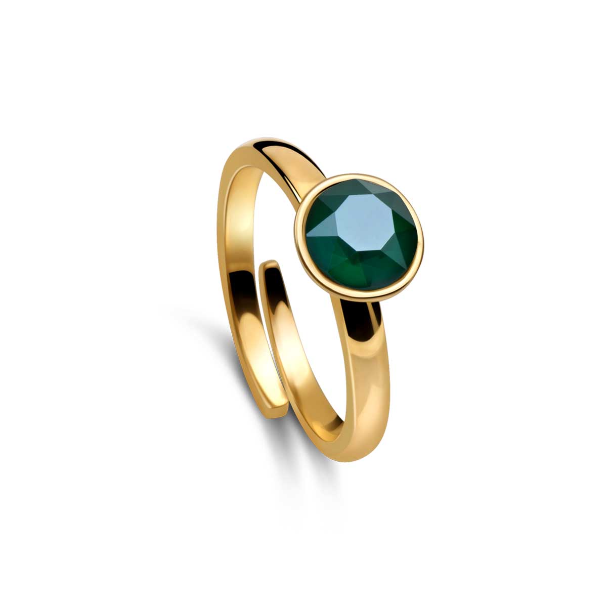 Ring 925 Silber grün verstellbar#oberflache_vergoldet