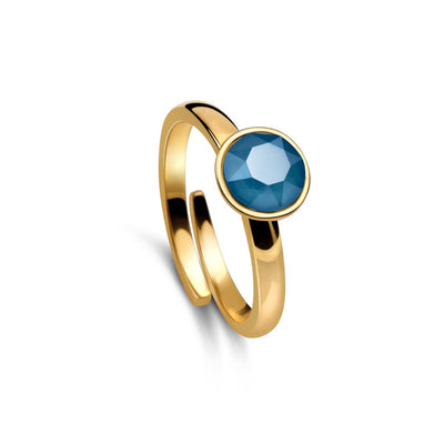Ring 925 Silber blau verstellbar#oberflache_vergoldet