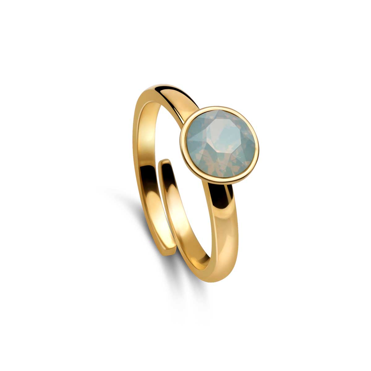 Ring 925 Silber Kristall opal verstellbar#oberflache_vergoldet