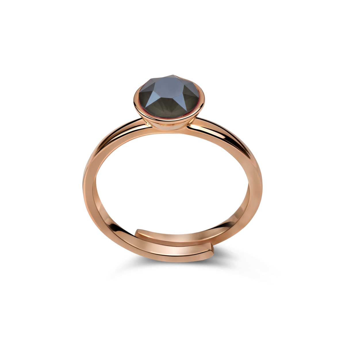 Ring 925 Silber grau schwarz verstellbar#oberflache_rosevergoldet