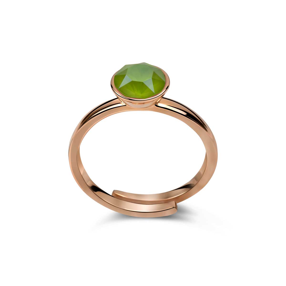 Ring 925 Silber grün peridot verstellbar#oberflache_rosevergoldet