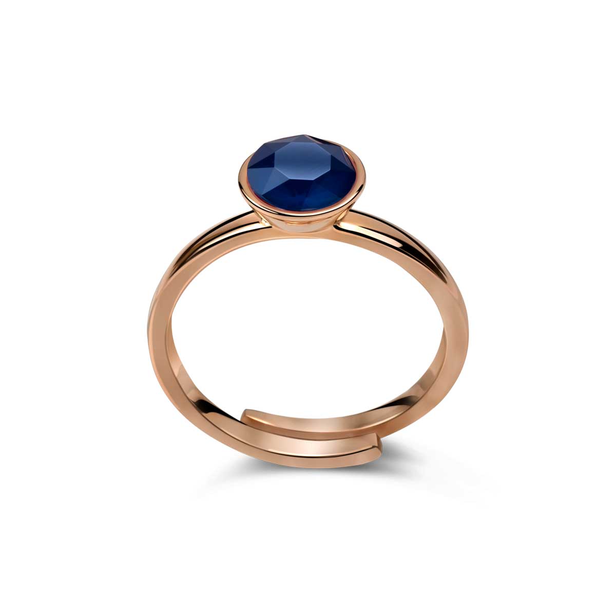 Ring 925 Silber blau verstellbar#oberflache_rosevergoldet