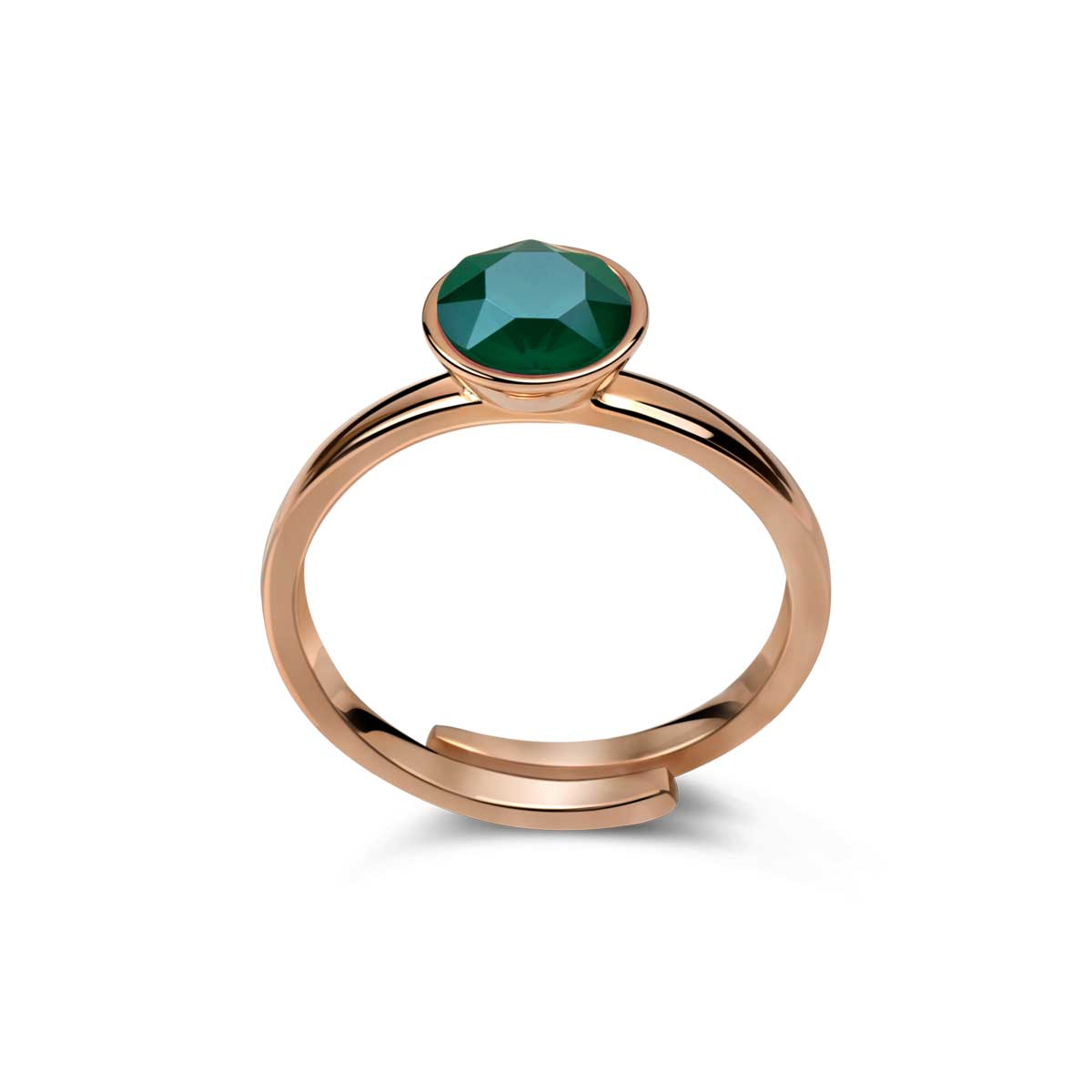 Ring 925 Silber grün verstellbar#oberflache_rosevergoldet