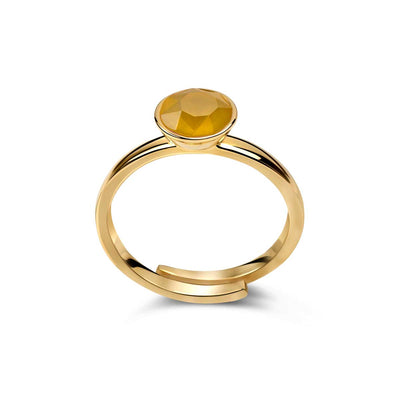Ring 925 Silber gelb Citrin verstellbar#oberflache_vergoldet