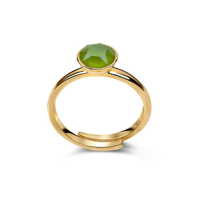 Ring 925 Silber grün peridot verstellbar#oberflache_vergoldet