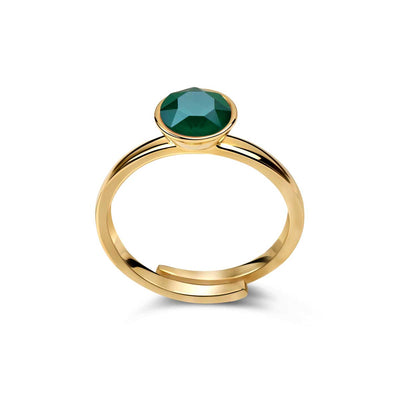 Ring 925 Silber grün verstellbar#oberflache_vergoldet