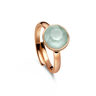 Ring 925 Silber grün pastell verstellbar#oberflache_rosevergoldet