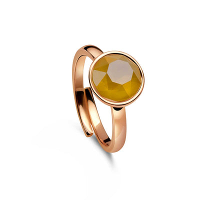 Ring 925 Silber gelb Citrin verstellbar#oberflache_rosevergoldet