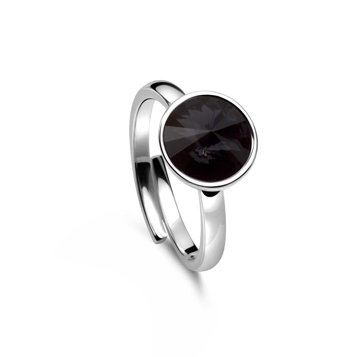 Ring 925 Silber schwarzer Zirkonia verstellbar#oberflache_silber