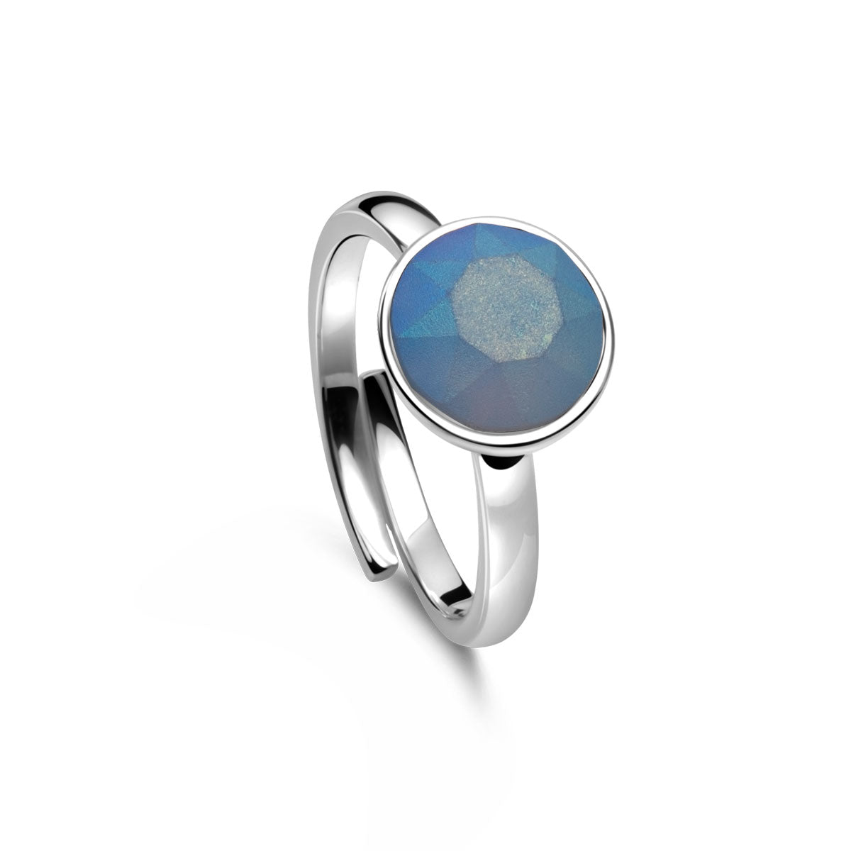 Ring 925 Silber opal blau verstellbar#oberflache_silber