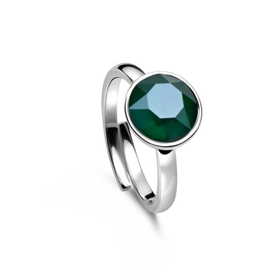 Ring 925 Silber grün verstellbar#oberflache_silber