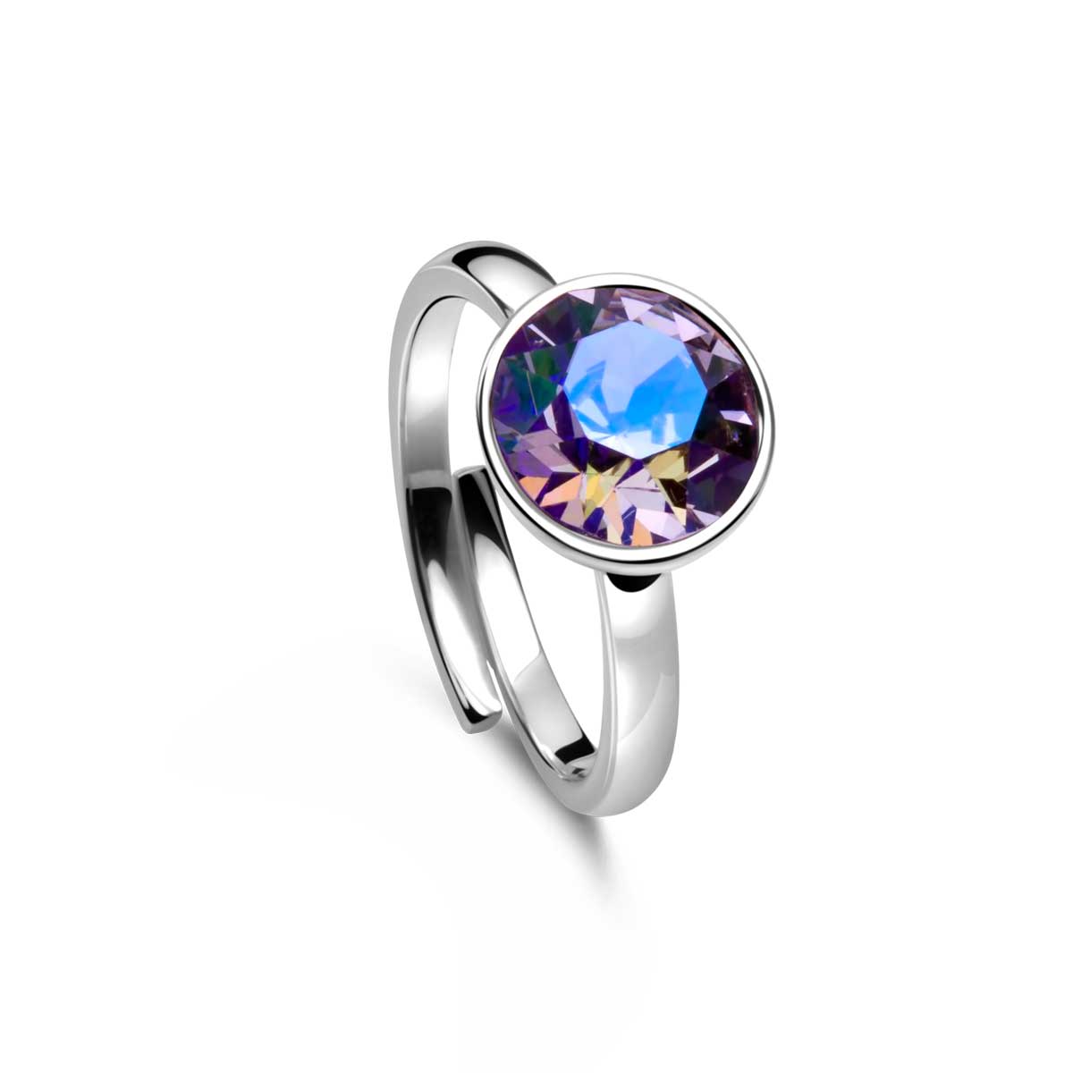 Ring 925 Silber violett verstellbar#oberflache_silber