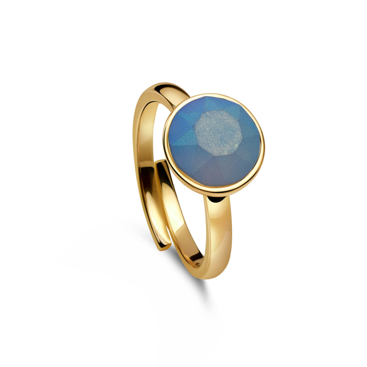 Ring 925 Silber opal blau verstellbar#oberflache_vergoldet