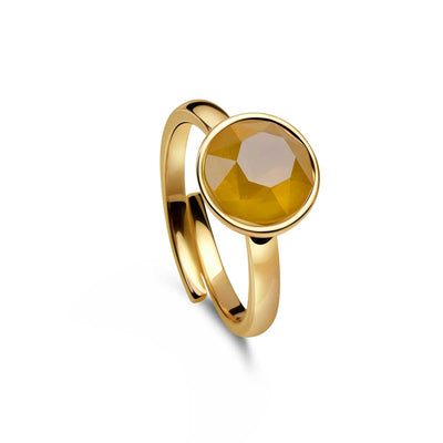 Ring 925 Silber gelb Citrin verstellbar#oberflache_vergoldet