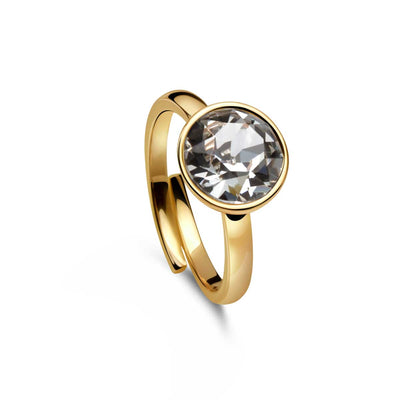 Ring 925 Silber Kristall Zirkonia verstellbar#oberflache_vergoldet